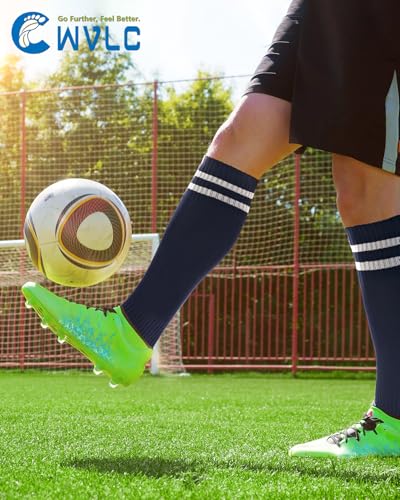 CWVLC Men's & Women's Knee High Soccer Socks Small Navy Blue - Cotton & Moisture-Wicking