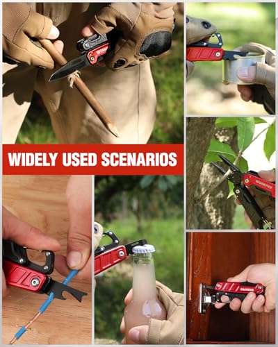 WORKPRO 11-in-1 Multitool Pliers with Red Pocket Clip & Sheath