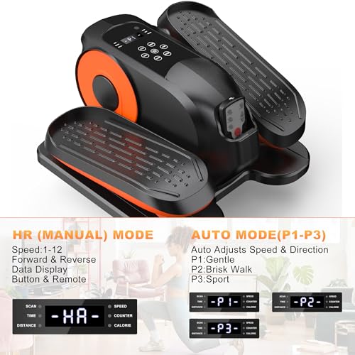 Low Impact Under Desk Elliptical Trainer - Quiet Electric Leg Exerciser - Black