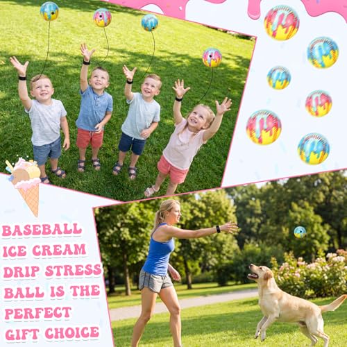 Softball Style Ice Cream Drip Stress Balls - 12 Pack