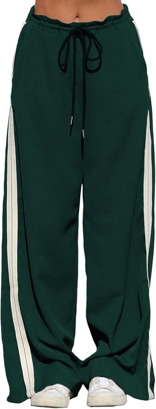 Acelitt Women's Track Pants - Loose Wide Leg Jogging Sweatpants with Side Stripes | Athletic Fit