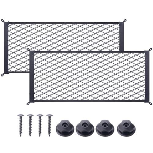 2 Pcs Universal Car Mesh Cargo Net Bag with 8 Hooks & 8 Screws, 21.7 x 9.8 inch