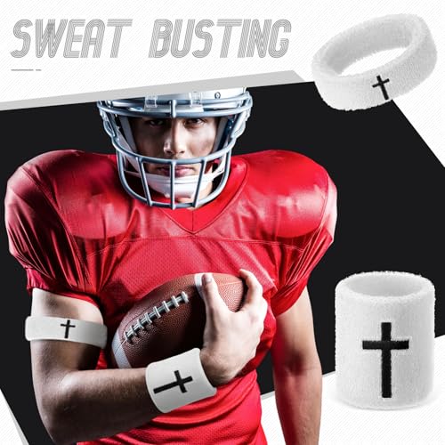 Cross Bicep Bands & Sweat Wristbands Set - White