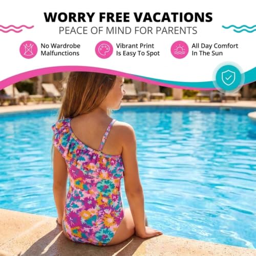 Kanu Surf Girls Morgan Floral Ruffle One-Shoulder 1-Piece Swimsuit River Purple XS-XL
