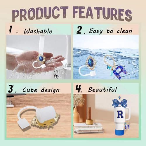 Stanley Cup Accessories Set - 8PCS Silicone Straws & Covers - Dark Blue R