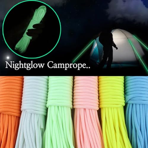 Sacoora 9 Strand 550 Luminous Glow-in-The-Dark Paracord 100FT Yellow for Camping
