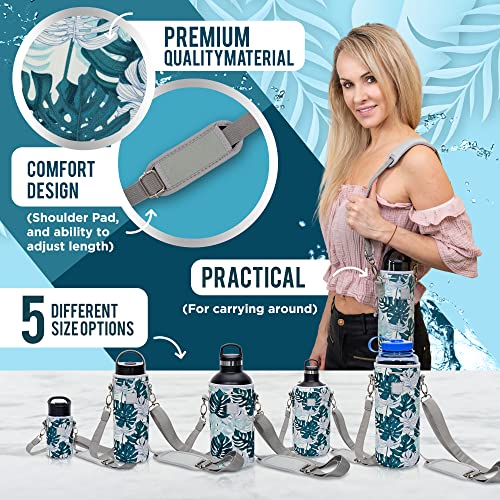 Insulated Water Bottle Carrier with Adjustable Strap - Extra Large, Light Orange Fantasy