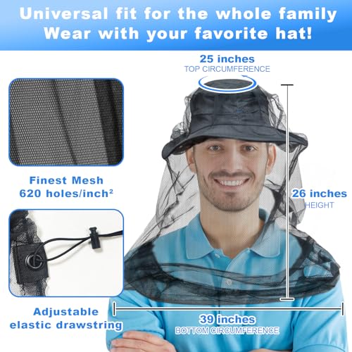 Mosquito Head Net - Insect Protection, Soft & Durable - Black