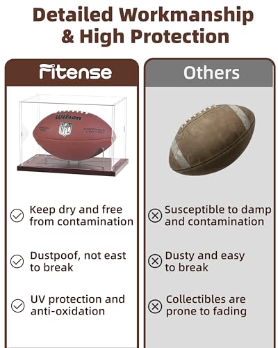 Acrylic Football Display Case with Solid Wood Base - UV Protected