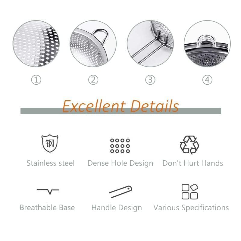Stainless Steel Colander with Handle - Kitchen Strainer for Pasta & Vegetables