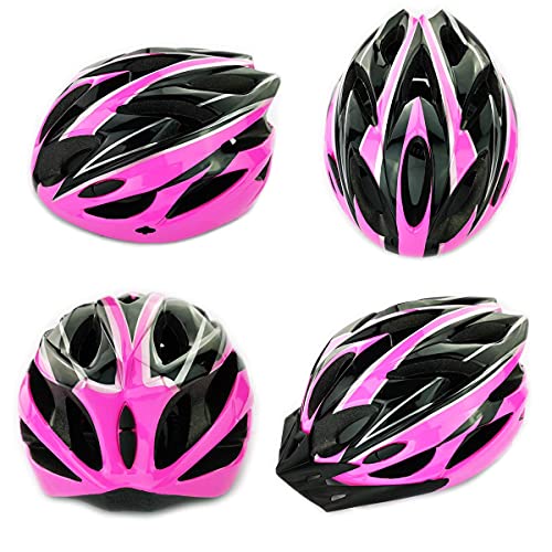 Adjustable Adult Bike Helmet - Lightweight Safety Protection - Pink+Black