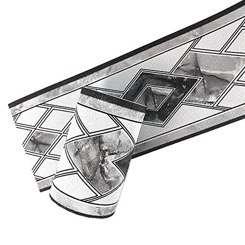 5 Meters Rhombus Grid 3D Self Adhesive Peel and Stick Waterproof Wall Border Easy to Apply 4 Inch by 16.5 Feet (Black)