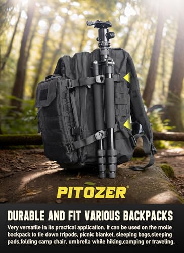 Molle Attachment Strap for Tactical Military Backpack - Adjustable, Black (2-Pack)