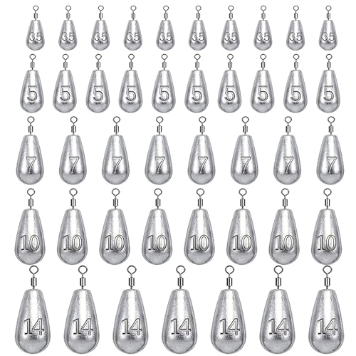 43pcs Fishing Sinkers Kit with Built-in Swivels for Bass & Trolling
