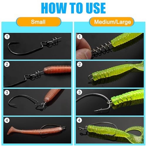JOGFFDE 100pcs Soft Lure Bait Spring Twist Lock for Fishing Crank Hooks M