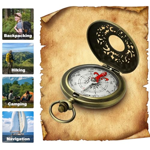 Waterproof Antique Brass Compass for Hiking & Camping