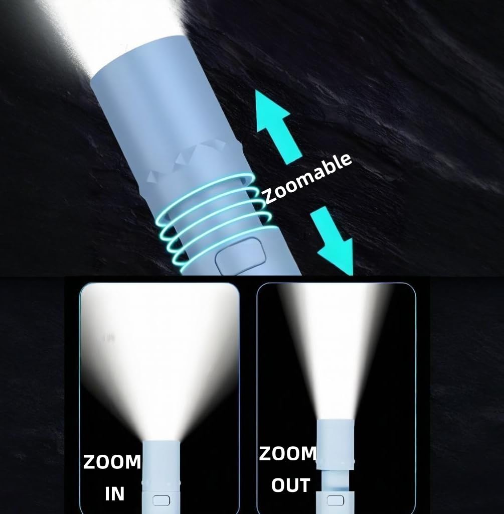 Darlur 5Pack Mini Small LED Flashlights，USB C Rechargeable Flash Lights，Ultralight Zoomable Flashlights for Home, Emergency, Camping ，Dog Walking，Bulk for Gifts