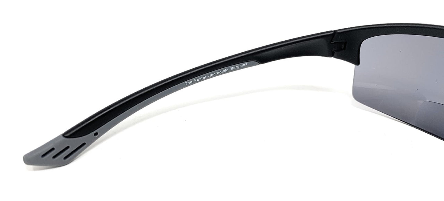 Incredible Bargains 2 Pair The Foster Bifocal Sun Reader Sport and Wrap Around Reading Sunglasses, Black +2.00