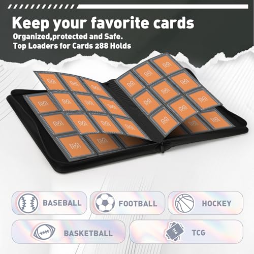 9-Pocket Trading Card Binder - Holds 288 Cards with Sleeves