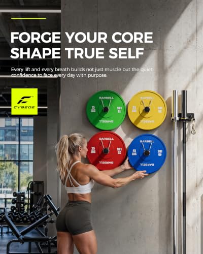 CYBEOE Wall Mounted Weight Plate & Barbell Rack - 3 Hooks + 2 Pegs, DIY Home Gym Storage