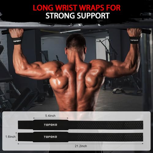 Weightlifting Wrist Straps - 21.2" Cotton Straps with Non-Slip Hex Grip