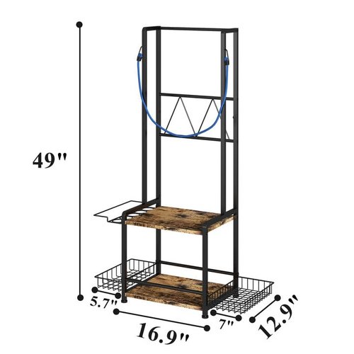 GILLAS Golf Bag Garage Storage Rack, Organizer for Single Golf Bag and Equipment Accessories, Ideal for Home, Garage, Club, Shed, Basement - Sturdy Wood and Metal Construction (Black)