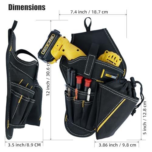 MELOTOUGH Impact Holster 3-in-1 Drill Holster Combo with Magnetic Wristband,Tool Belt Drill Holder with Bit Pouch(Right Handed)