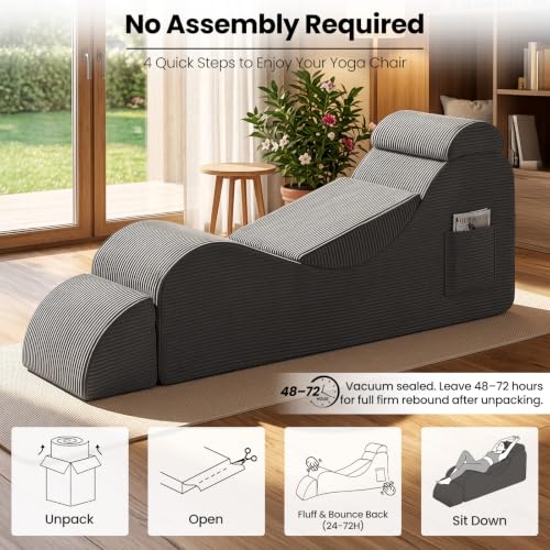 Ergonomic Yoga Floor Chair with Ottoman & Lumbar Pillow - Grey