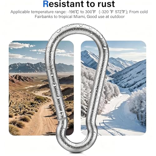 8PCS Heavy Duty Stainless Steel Carabiner Clips - 1360lbs