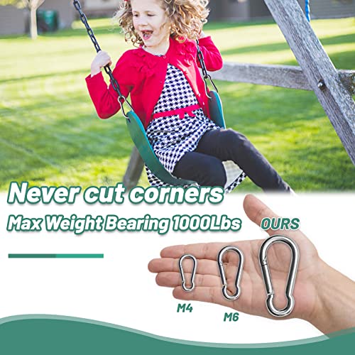 Heavy Duty Carabiner Clips - 1000lbs, 4pcs 3.15 Inch Silver