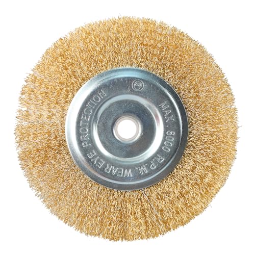 Wire Brush for Grinder - 6 Inch Fine Crimped Wire Wheel for Bench Grinder with 1/2" and 5/8" Arbor(0.012Inch Wire Size), Efficiently Polish Nuts, Bolts and Assorted Car Parts.
