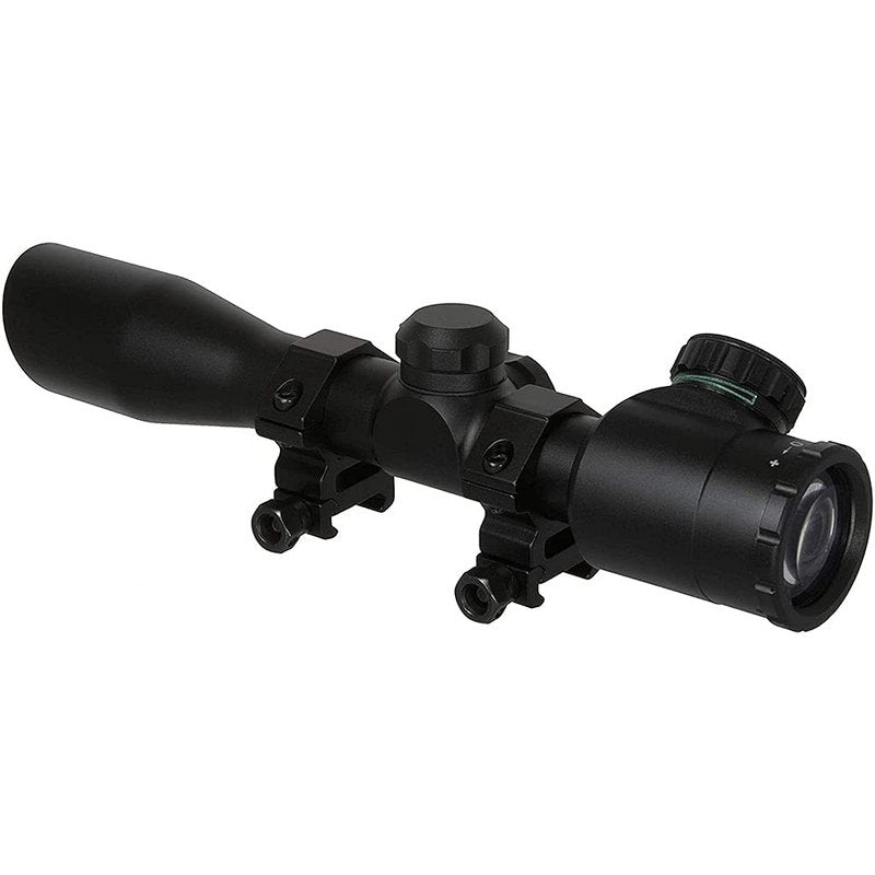 TRUGLO 4x32mm Compact Crossbow Scope with Scope Rings Included| Illuminated BDC/Rangefinder, Black