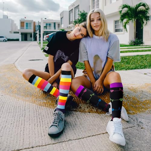 Compression Socks for Women & Men - 20-30mmHg Knee High - Large-X-Large Multicoloured