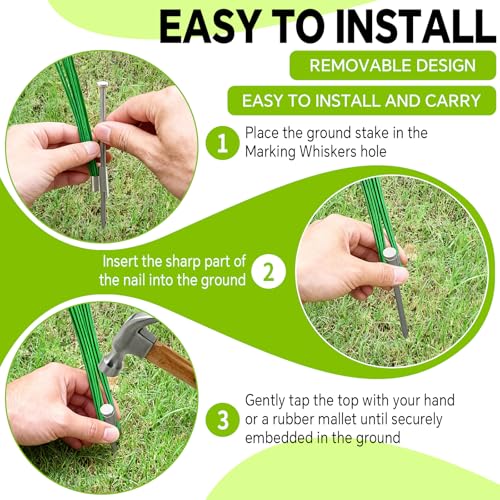 Ground Marking Whiskers with Metal Stakes - 25 Pack Green