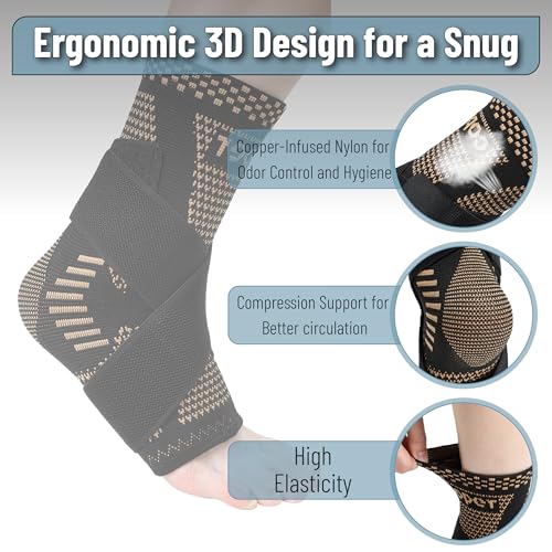Adjustable Ankle Brace for Achilles Tendonitis - Copper & Black, X-Large
