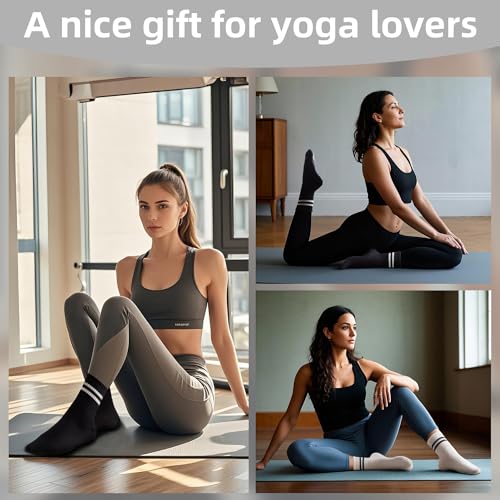 Non-Slip Pilates Yoga Socks with Grips - 5 Pairs for Women
