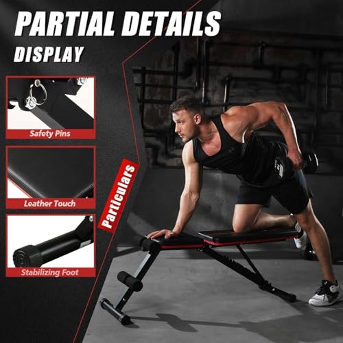 Adjustable Weight Bench - Foldable Strength Bench, 880LB Capacity - Classic Black
