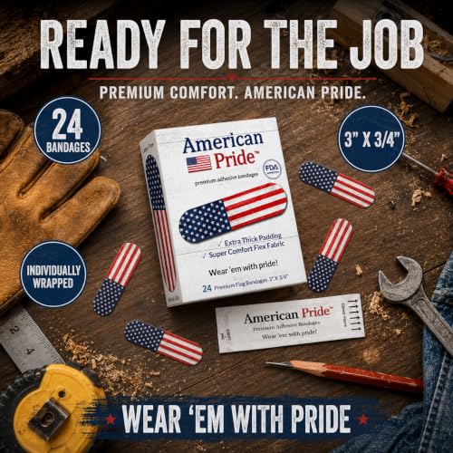 American Pride Adhesive Bandages - Vintage American Flag, 24 Ct