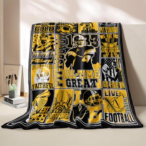 Football Blanket - Super Soft 60x50in Gold Throw for Fans