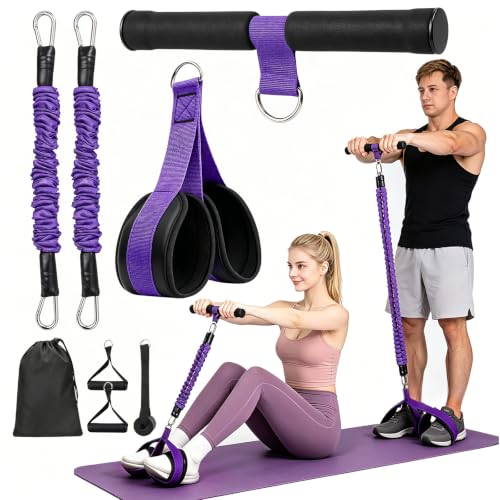 Purple Adjustable Resistance Band with Handles for Full-Body Workout