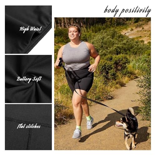 QGGQDD Plus Size Black Biker Shorts for Women 8'' High Waist No Pockets 2X-4X