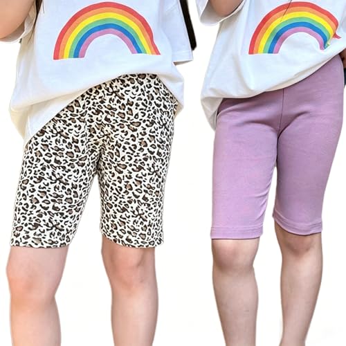 2-12 Years Cotton Girls Biker Shorts Elastic Waist Active Bottoms for
