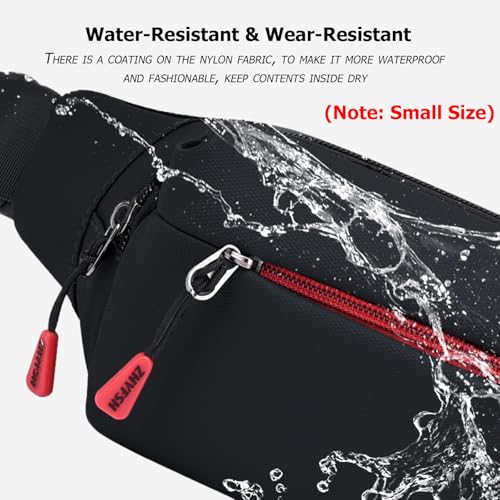 Jinfield Water-Resistant Unisex Fanny Pack Black, Small Sports Waist Bag