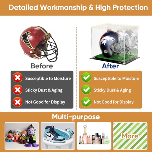 Full Size Acrylic Football Helmet Display Case - Dustproof & Durable
