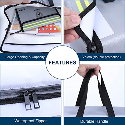 Fireproof Document Box (16"x 12" x 5") Silicone Coated with Shoulder Strap and Zipper Closure, Fireproof Money Bag (8.75"x6.0") for Cash, Coin, Credit Cards, Passport, and other Valuables