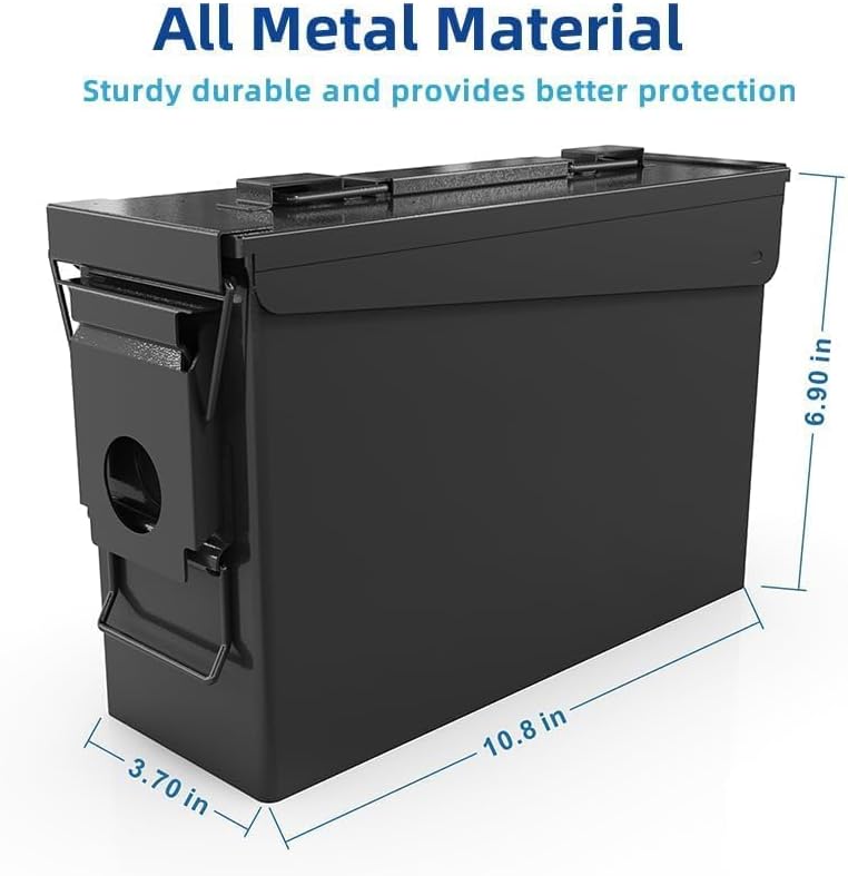 PATRON Metal Ammo Can - Waterproof Storage Box for 30 & 50 Caliber Shotgun & Rifle Ammunition | Black/Green