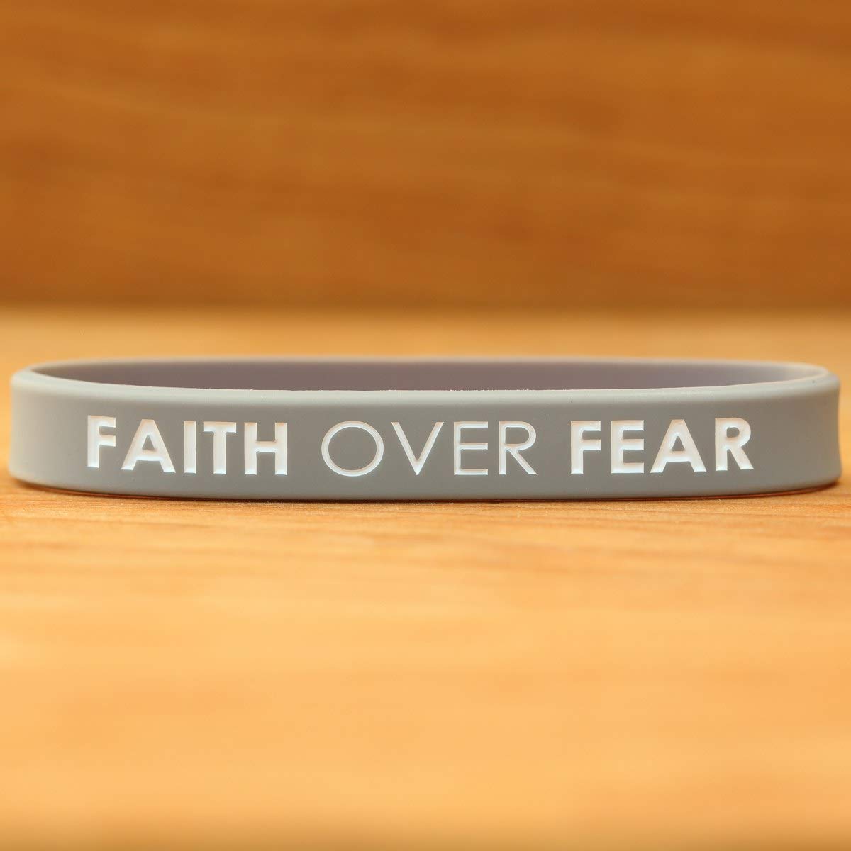 SayitBands 5 Faith Over Fear Inspirational Silicone Wristband Bracelets