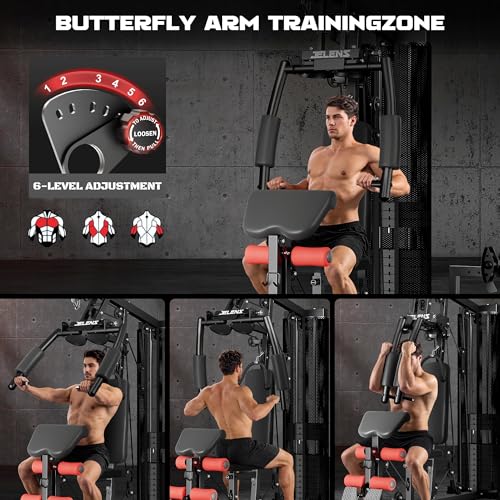 Multifunctional Home Gym Equipment with 150LBS Weight Stack - Black