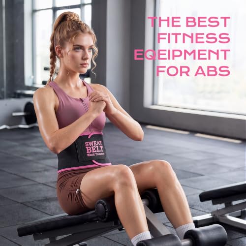 YUNSISI Medium Black Pink Waist Trainer for Women, Sweat Belt & Body Shaper