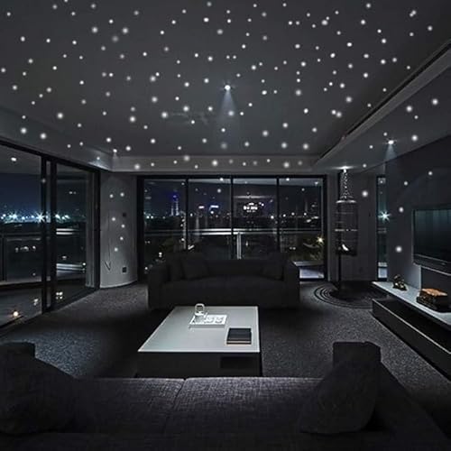 1 Sheet Glow in The Dark Wall Stickers,407 Pcs Removable Glow in Dark Dots Wall Decals,Adhesive Dots Luminous,Glow in The Dark Ceiling Stickers Decor,Realistic Starry Sky Wall Treatments and Supplies